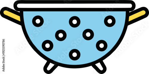 Blue Colander with Handles and Holes Kitchen Utensil.
