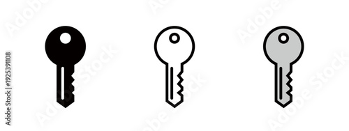 Simple key icon, house key, security symbol
