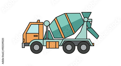 Concrete Mixer Truck - Construction Vehicle Building Material Transport.