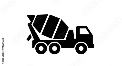 Concrete Mixer Truck Icon - Construction Vehicle Symbol.