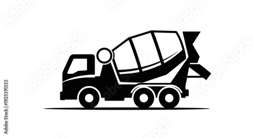 Concrete Mixer Truck Icon - Construction Vehicle Symbol.