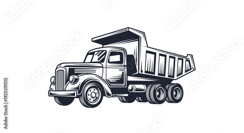 Vintage Dump Truck - Retro Construction Vehicle.