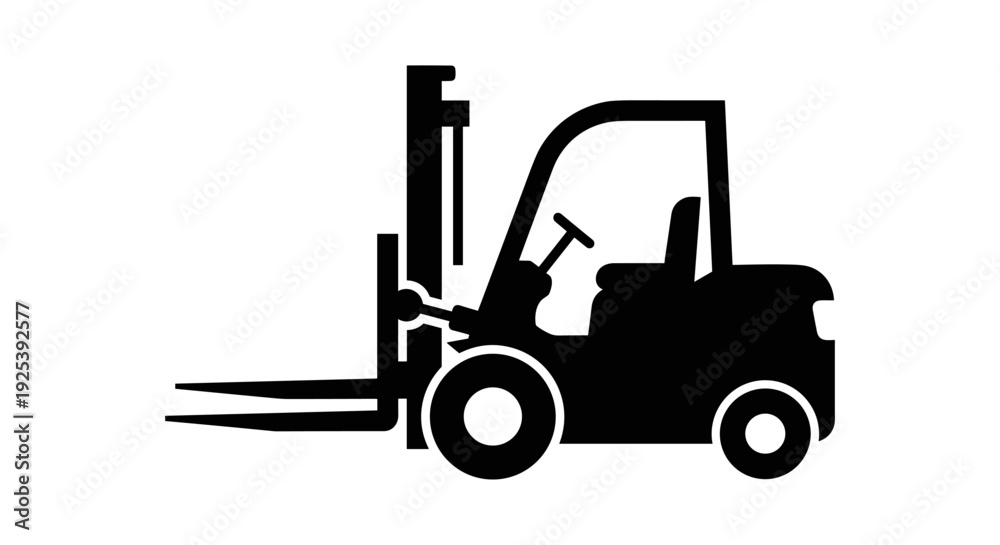 Naklejka premium Forklift Icon Silhouette Warehouse Vehicle Industrial Machinery.