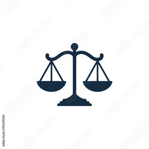 Justice scales icon symbolizes balance and fair legal system decisions.