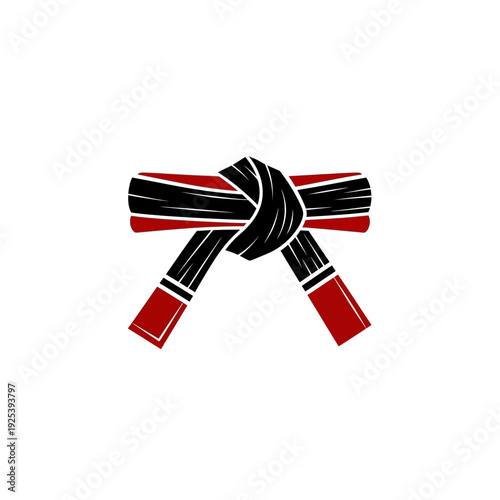 Black and Red Striped Martial Arts Belt Tied in a Knot
