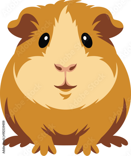 A cute cartoon guinea pig with a happy face