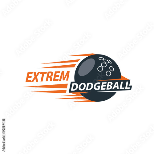 Extreme Dodgeball Sport Logo with Speeding Ball and Dynamic Text