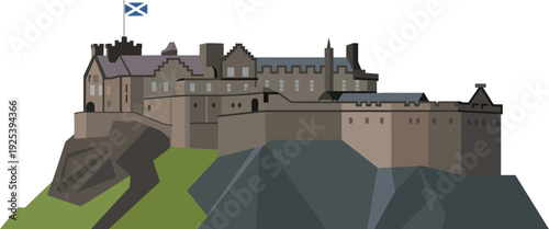 A stunning illustration of Edinburgh Castle in Scotland
