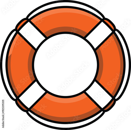 A cartoon illustration of an orange life preserver ring