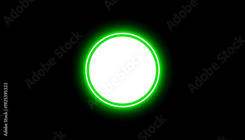 Glowing Neon Green Circle with White Core – Futuristic Lime Halo on Black Background