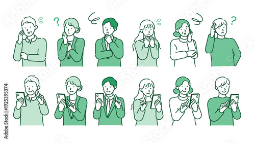 Multigenerational People Solving Problems with Smartphone Set, Before and After Scenes from Confusion to Digital Solution in Everyday Life