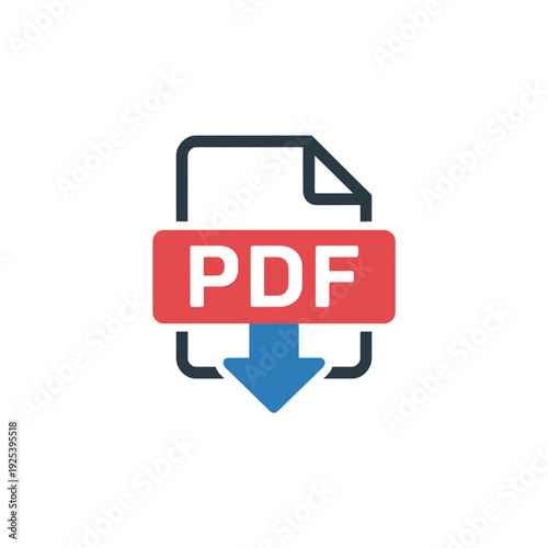 Simple icon represents downloading a Portable Document Format file safely.