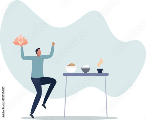 Ayurvedic diet and lifestyle for balanced body weight and wellness .person's life situation and his activities.