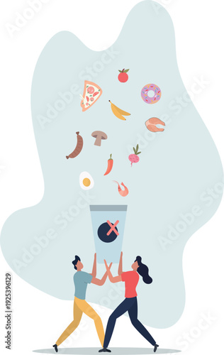 Save earth and throw away less food to avoid garbage.Zero waste for sustainable and environmental consumerism problem solution.person's life situation and his activities.