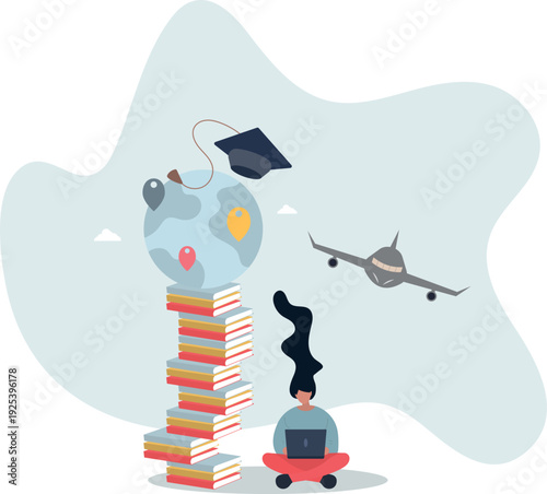 Study abroad programs for global education learning.person's life situation and his activities.