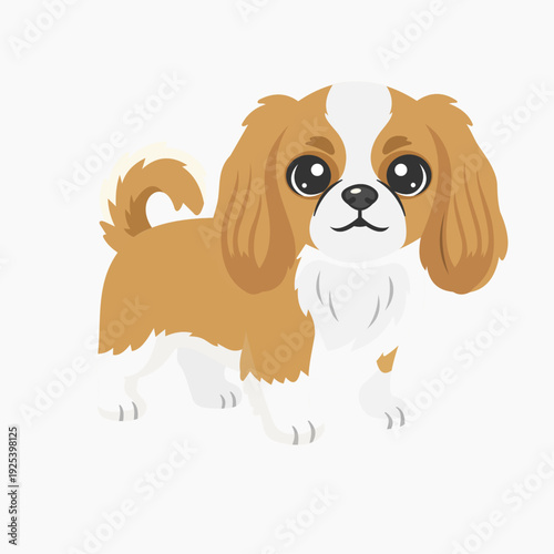 Cute Tibetan Spaniel Dog Cartoon Illustration Isolated on white Background