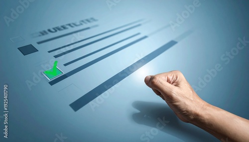 Checking the Box: A close-up shot of a hand extending to mark a checkbox on a form, symbolizing decision-making, completion, and confirmation. The image conveys a sense of purpose and finality.