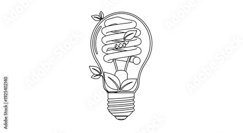 Eco Light Bulb with Leaves - Green Energy Concept