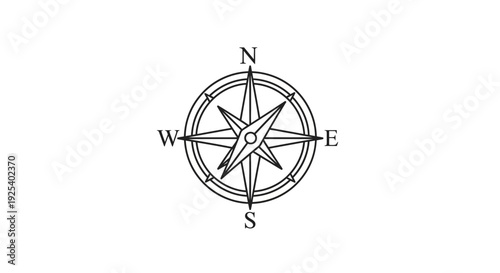 Compass Rose Icon, Navigation Tool, Directional Symbol, North, South, East, West