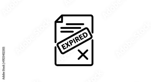 Expired Document Icon with Cross Mark - Business and Legal Concept