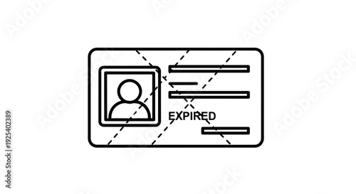 Expired ID Card Icon with Photo and Text, Vector Illustration