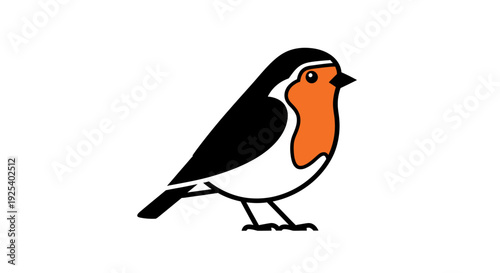 Cute Robin Bird Icon, Simple Vector Illustration, Minimalist Design