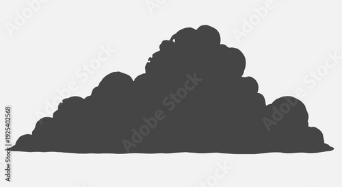Dark Cumulus Cloud Silhouette on White Background