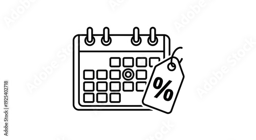 Calendar with Discount Tag Icon - Sale Event, Special Offer, Date Reminder