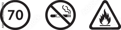 Speed Limit No Smoking Flammable Safety Warning Icon