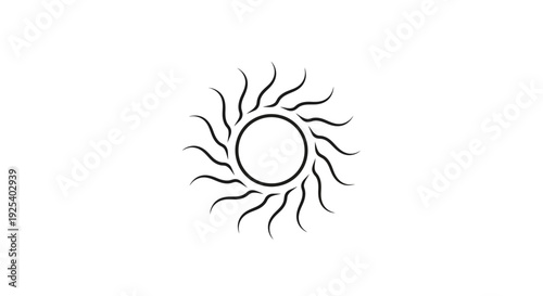 Abstract Sunburst Icon, Stylized Solar Flare, Minimalist Celestial Symbol