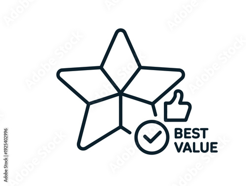A star rating symbol with a checkmark and best value text