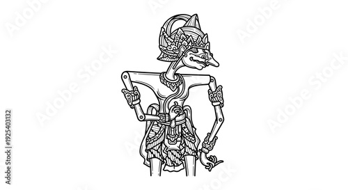 Traditional Indonesian Wayang Kulit Puppet - Javanese Shadow Puppet Character
