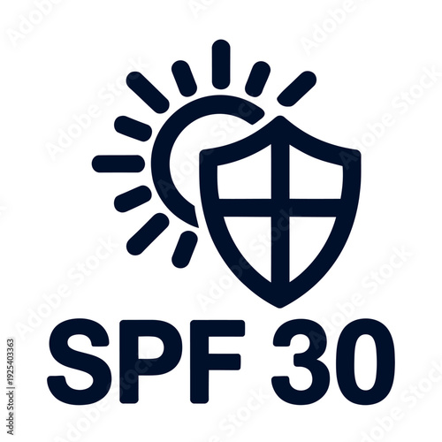 A logo for SPF 30 sun protection and safety
