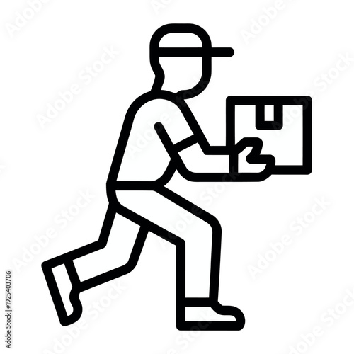 A delivery man running with a package in hand