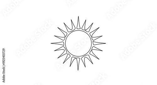 Minimalist Sun Icon, Simple Line Art, Celestial Body, Bright Star, Solar Energy Symbol