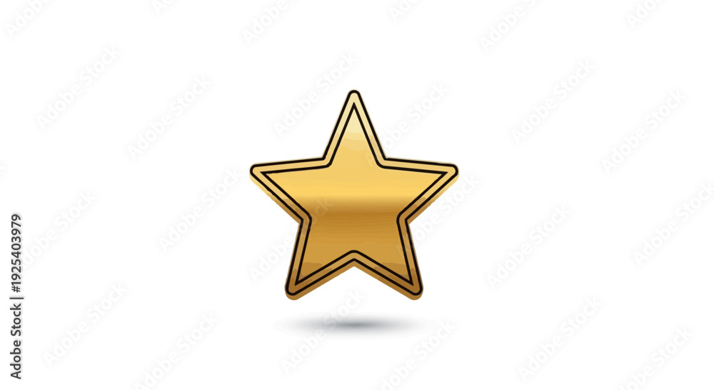 Obraz premium Golden Star Icon with Shadow on White Background - Symbol of Success and Excellence
