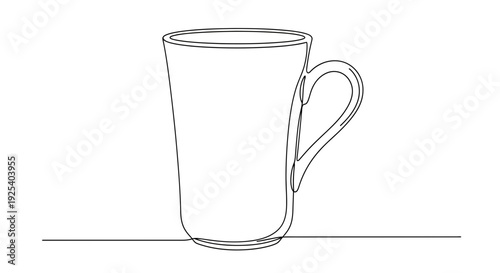 Minimalist Line Art Drawing of a Coffee Mug, Simple Elegant Design