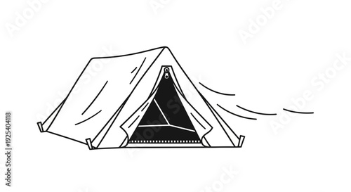 Hand Drawn Camping Tent Illustration - Outdoor Adventure and Recreation