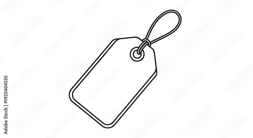 Fototapeta premium Blank Price Tag Icon, Empty Label with String, Isolated on White Background