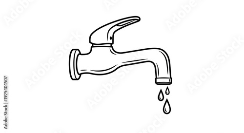 Dripping Faucet Illustration: Water Conservation Symbol
