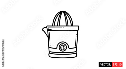 Electric Citrus Juicer Icon, Kitchen Appliance for Fresh Juice, Vector Line Art