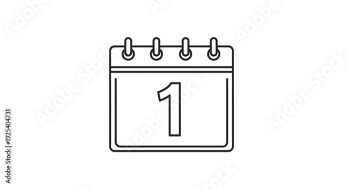 Calendar Icon with Number 1, First Day, Planning, Schedule, Date, Event Reminder