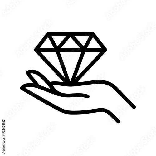 A hand holding a large diamond on a white background