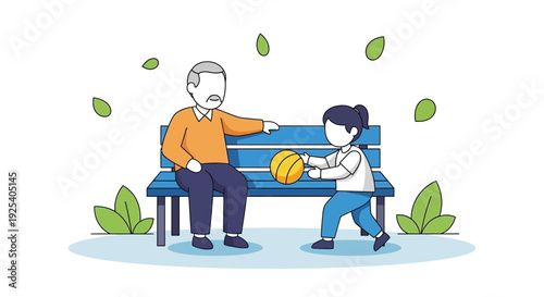 Grandfather and Granddaughter Playing Basketball Together.
