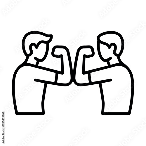 Two men engaging in a friendly arm wrestling match