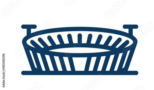 A dark blue illustration of a large outdoor stadium