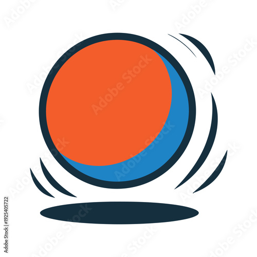 A colorful graphic design of a rotating sphere icon