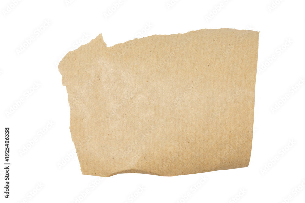 Obraz premium old brown packaging paper crumpled and torn edge isolated on white or transparent png