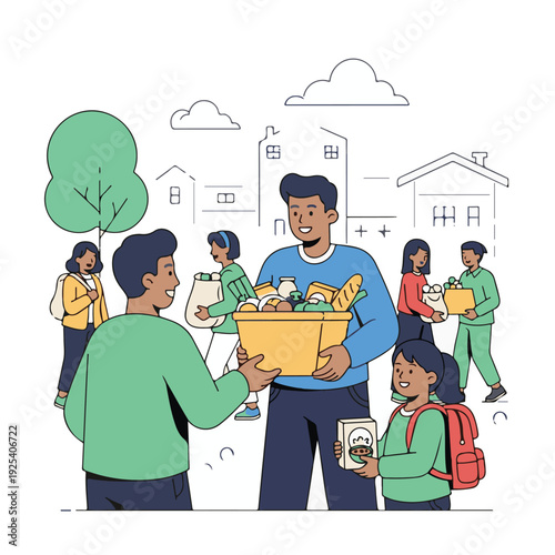 Man holding a box of food.