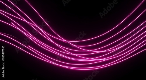Pink neon light trails on a dark background